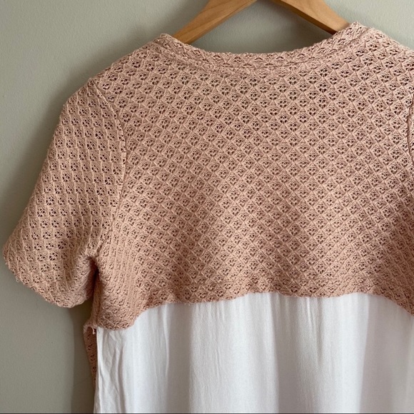 ZARA Pink & White Layered Short Sleeve Knit Top - Picture 4 of 6